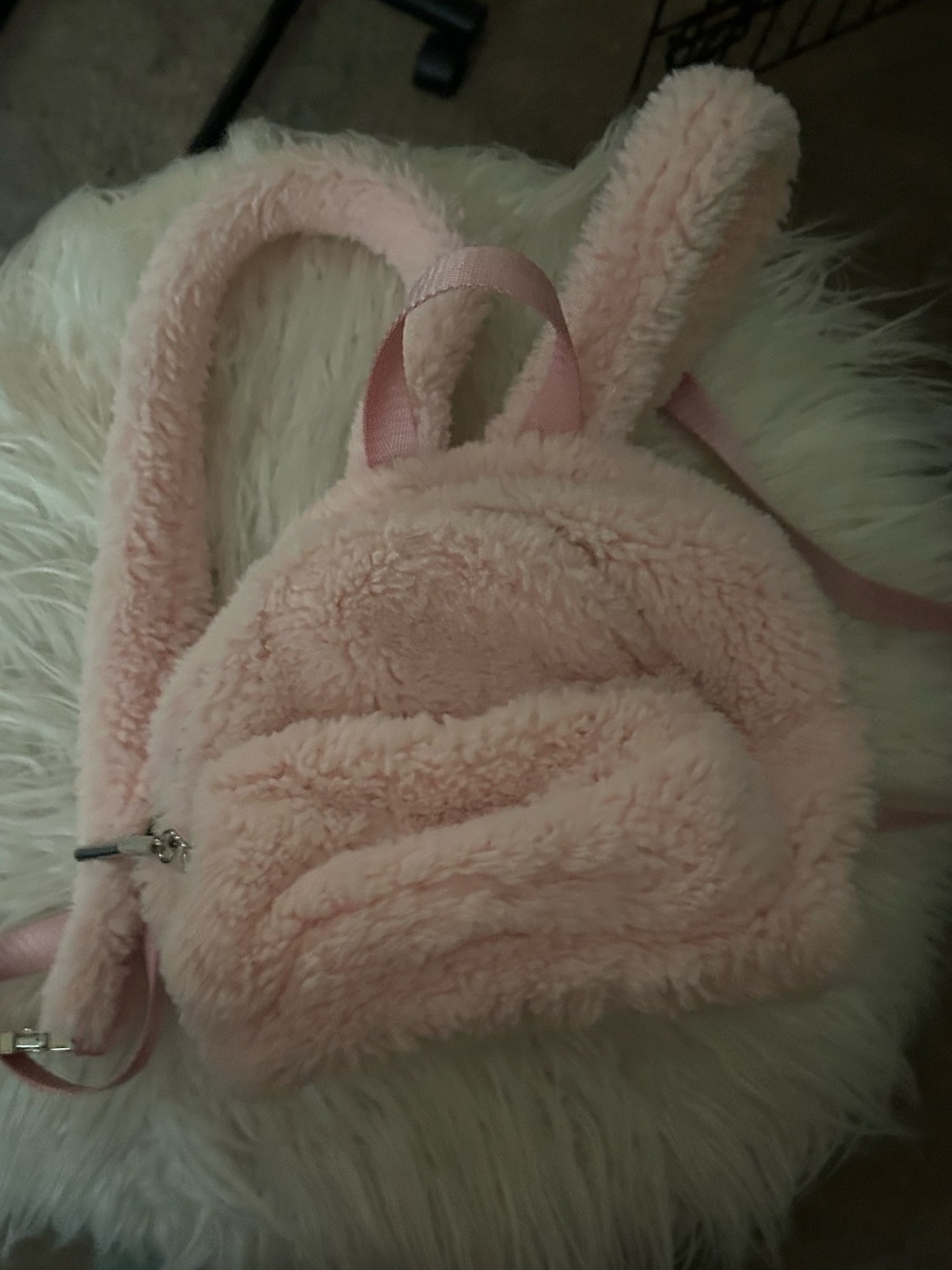 Pink mini fur backpack
